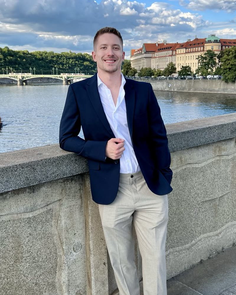 Alexander Seipel on the Vltava embankment in Prague